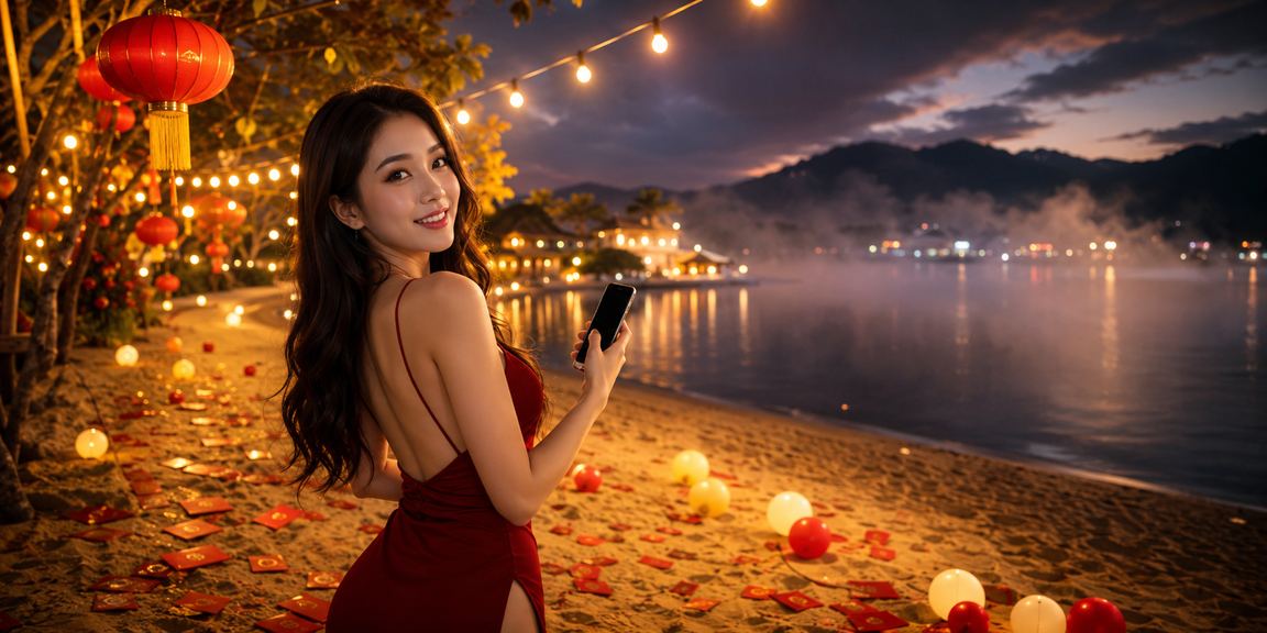 Người dùng Đà Lạt xem ưu đãi xổ số dưới ánh đèn lồng buổi tối